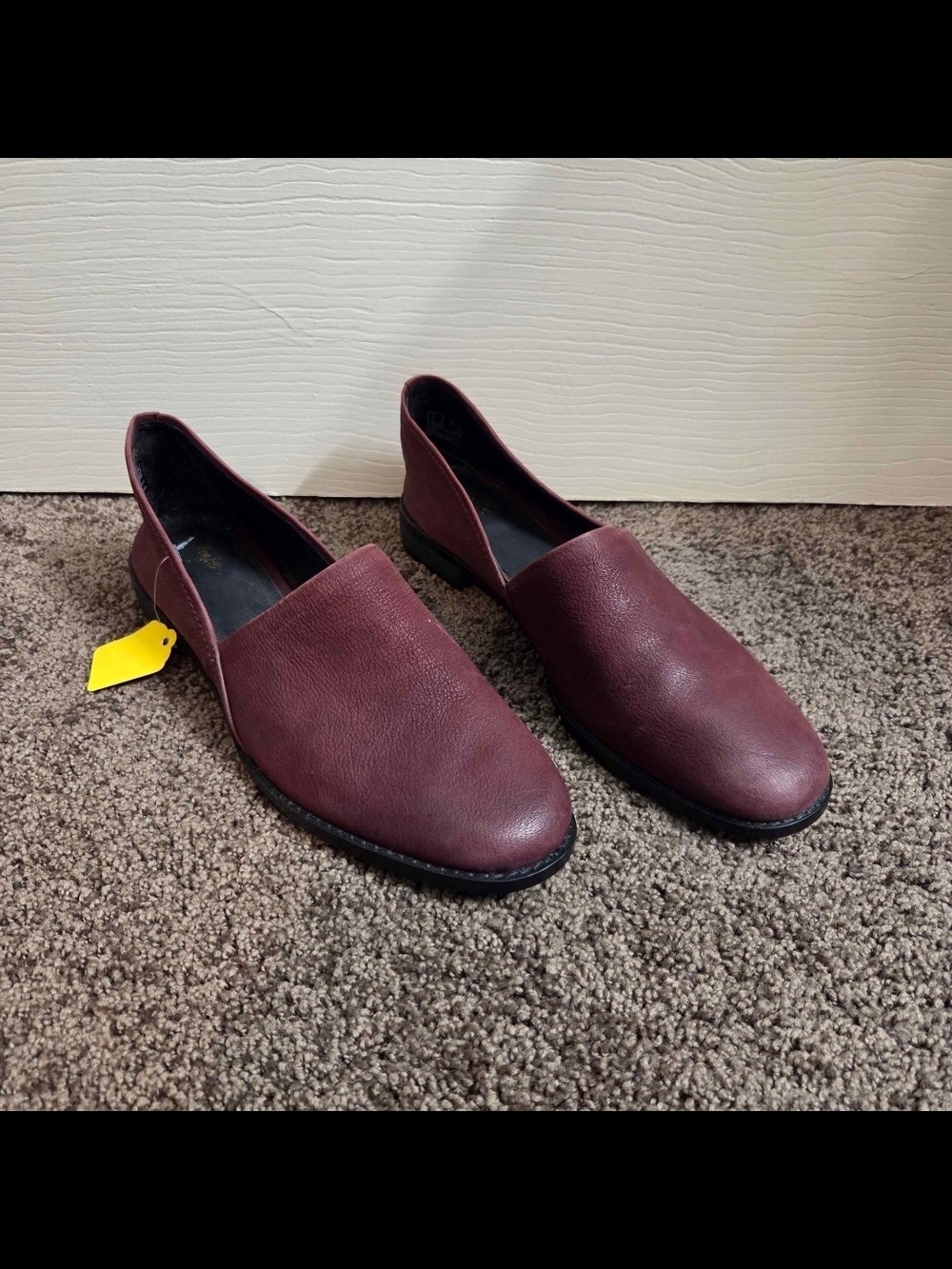 Clarks Wine Red Leather Slip-Ons